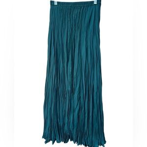 Moda International Forest Green Crinkle Maxi Skirt